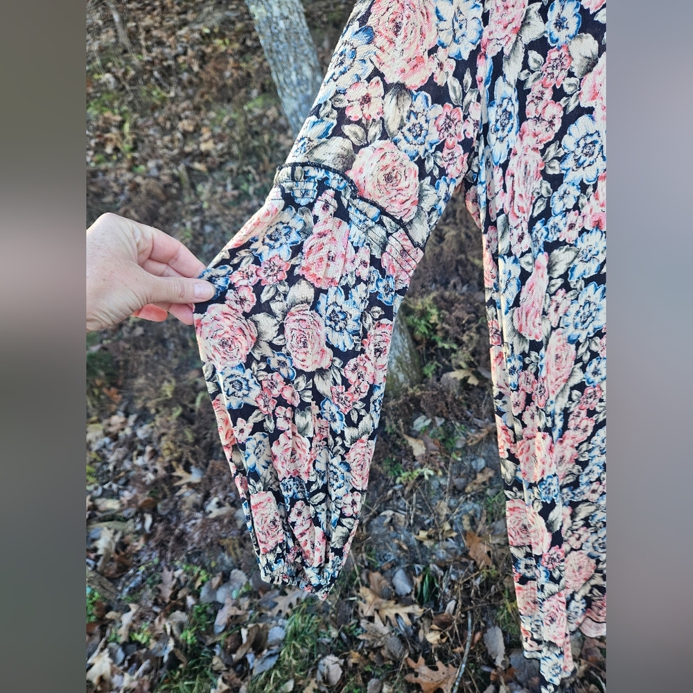 BILLABONG Floral Flowy Long Tunic Size Medium Pink Blue Tribal - Picture 8 of 8